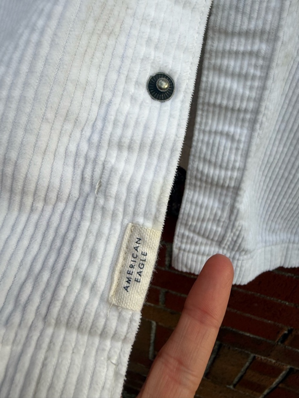 American Eagle White Corduroy Shacket Jacket Women’s XL Oversized Button Front - Picture 9 of 10